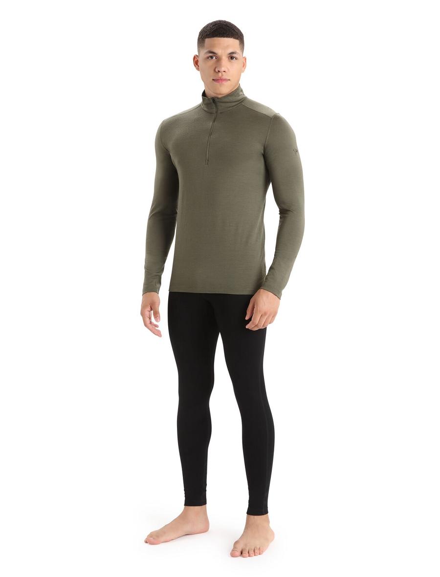 Icebreaker Merino 200 Oasis Long Sleeve Half Zip Thermal Top Miesten Base Layers Oliivinvihreä | FI 1358PJJQ